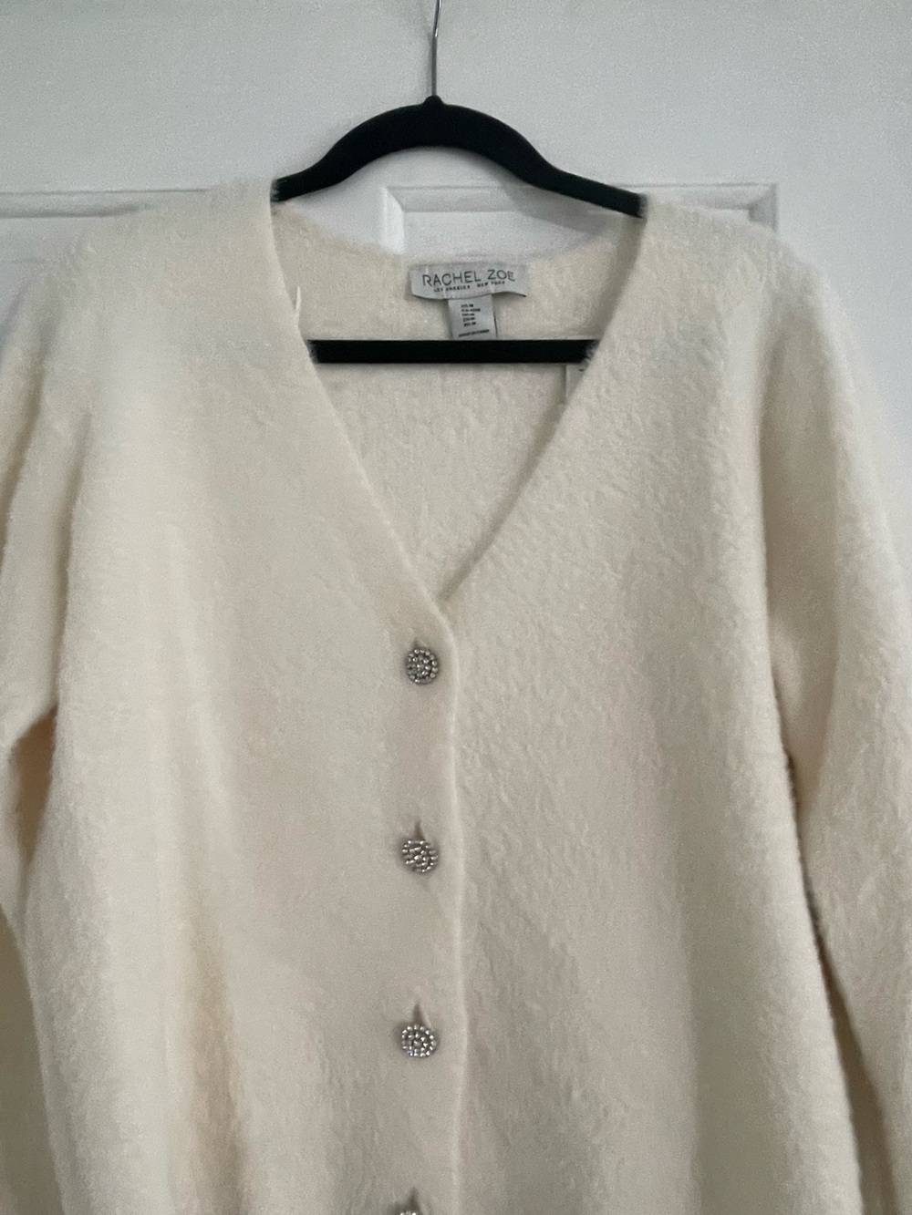 Rachel Zoe Ivory V-Neck Button Cardigan